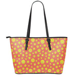 Happy Emoji Pattern Print Leather Tote Bag