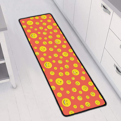 Happy Emoji Pattern Print Long Kitchen Mat