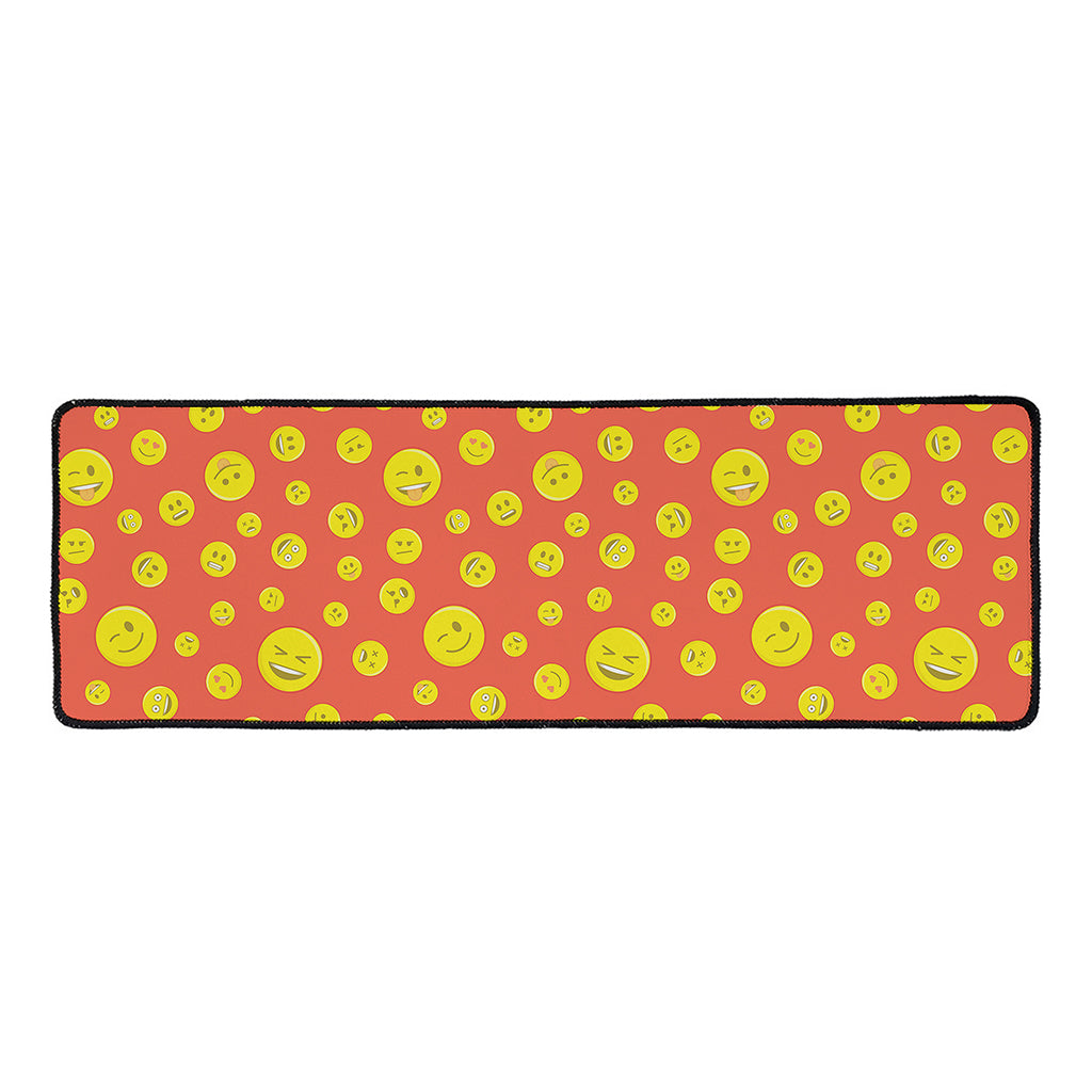 Happy Emoji Pattern Print Long Kitchen Mat