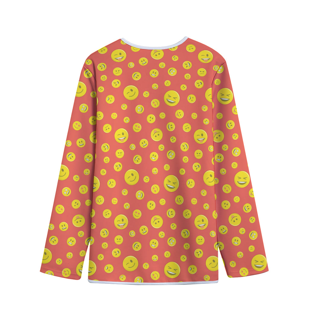 Happy Emoji Pattern Print Long Sleeve Short Coat