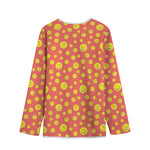 Happy Emoji Pattern Print Long Sleeve Short Coat