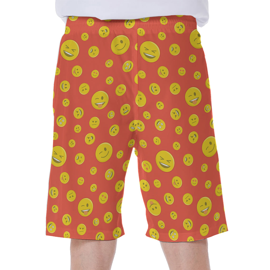 Happy Emoji Pattern Print Men's Beach Shorts