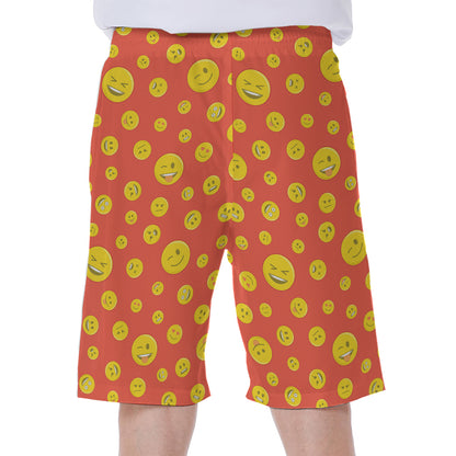 Happy Emoji Pattern Print Men's Beach Shorts
