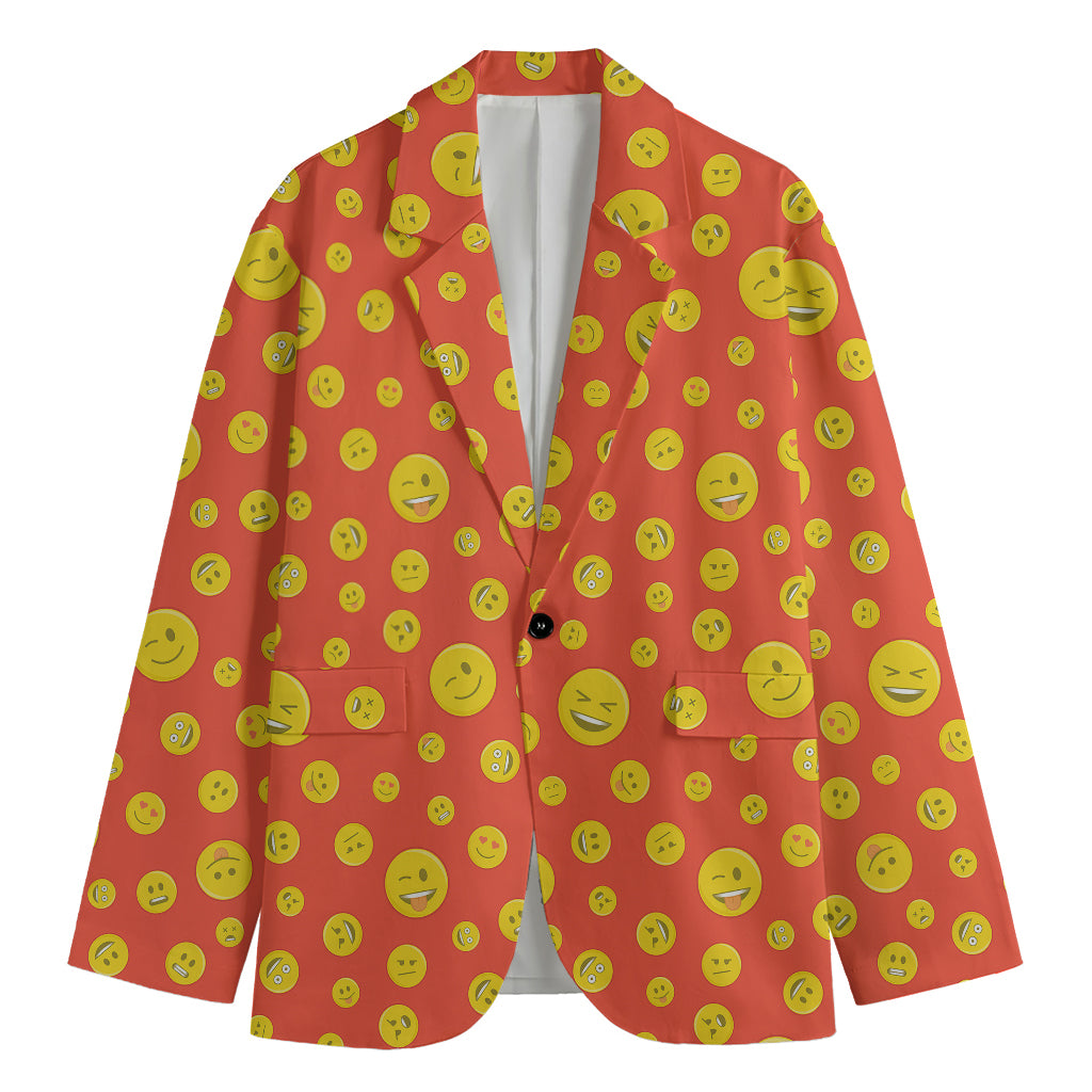 Happy Emoji Pattern Print Men's Blazer