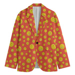 Happy Emoji Pattern Print Men's Blazer