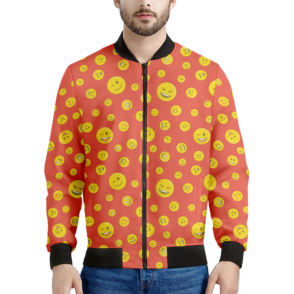 Happy Emoji Pattern Print Men's Bomber Jacket