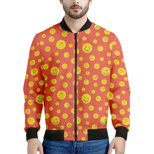 Happy Emoji Pattern Print Men's Bomber Jacket