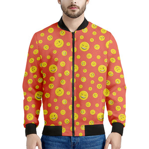 Happy Emoji Pattern Print Men's Bomber Jacket