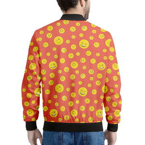 Happy Emoji Pattern Print Men's Bomber Jacket