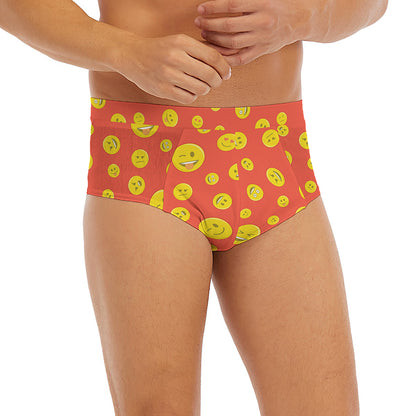 Happy Emoji Pattern Print Men's Briefs