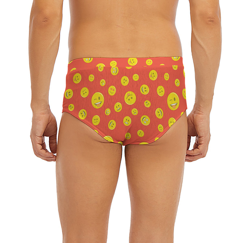 Happy Emoji Pattern Print Men's Briefs