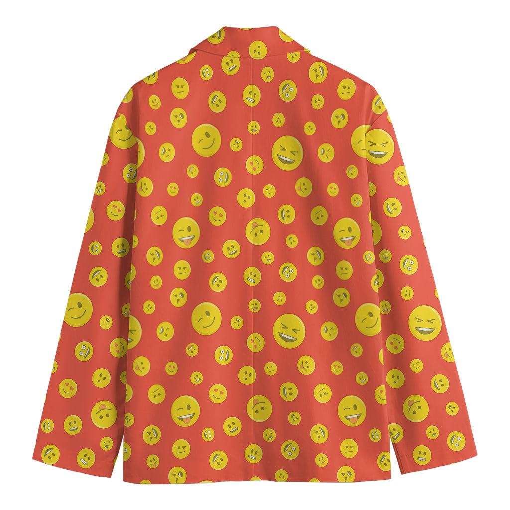 Happy Emoji Pattern Print Men's Cotton Blazer