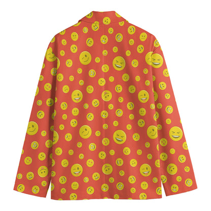 Happy Emoji Pattern Print Men's Cotton Blazer