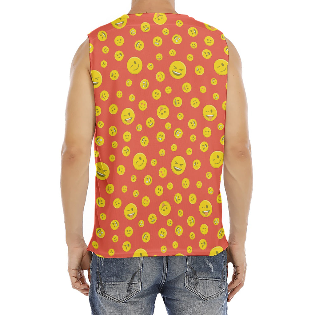 Happy Emoji Pattern Print Men's Fitness Tank Top