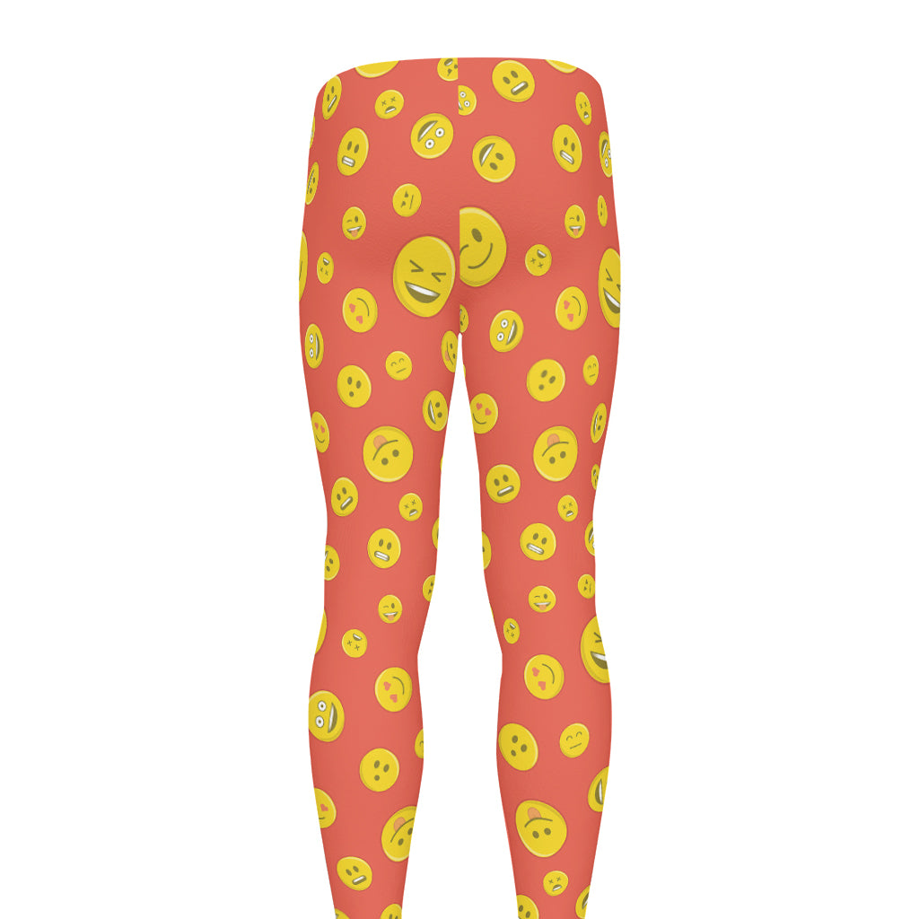 Happy Emoji Pattern Print Men's leggings