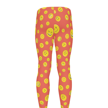 Happy Emoji Pattern Print Men's leggings
