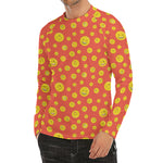 Happy Emoji Pattern Print Men's Long Sleeve Rash Guard