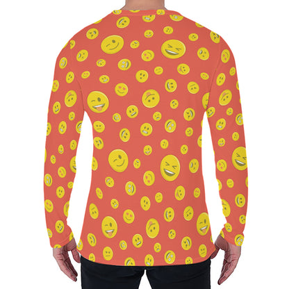 Happy Emoji Pattern Print Men's Long Sleeve T-Shirt