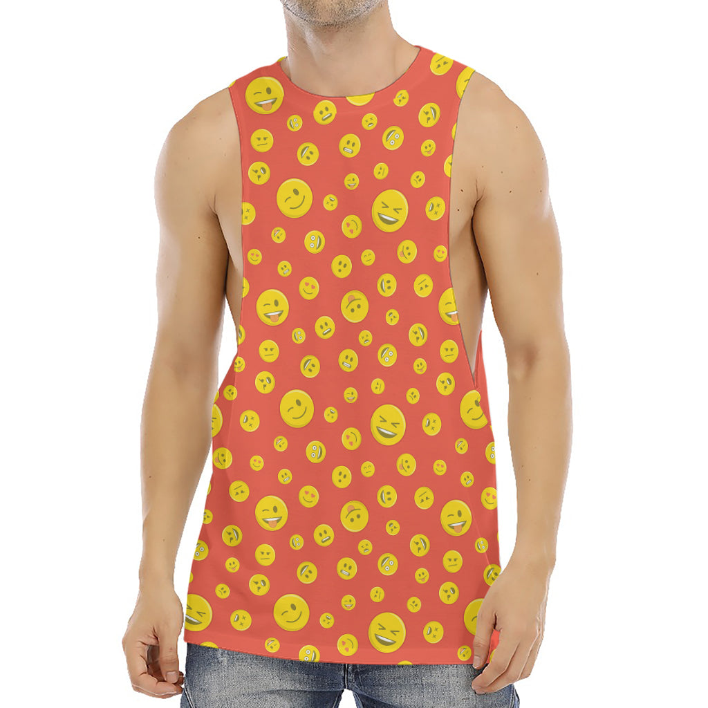 Happy Emoji Pattern Print Men's Muscle Tank Top