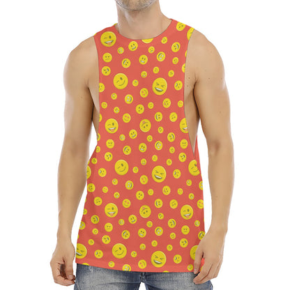 Happy Emoji Pattern Print Men's Muscle Tank Top