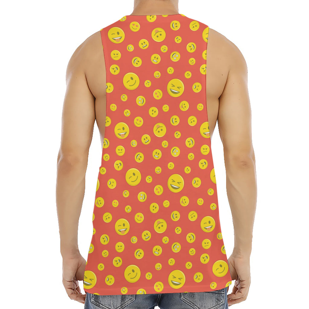 Happy Emoji Pattern Print Men's Muscle Tank Top