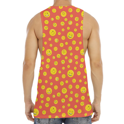 Happy Emoji Pattern Print Men's Muscle Tank Top
