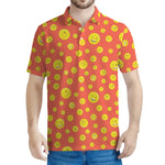 Happy Emoji Pattern Print Men's Polo Shirt