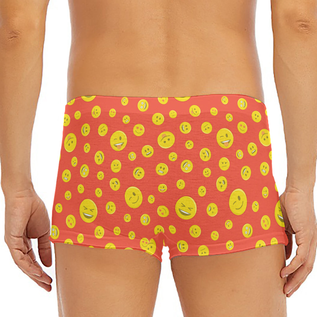 Happy Emoji Pattern Print Men's Short Boxer Briefs