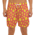 Happy Emoji Pattern Print Men's Split Running Shorts