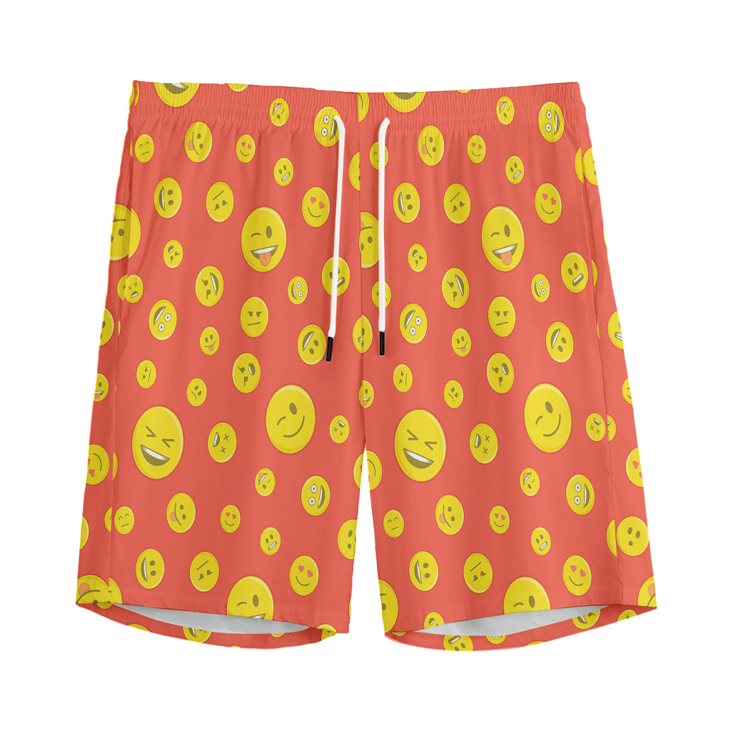 Happy Emoji Pattern Print Men's Sports Shorts