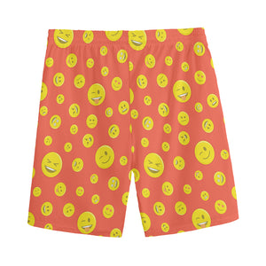 Happy Emoji Pattern Print Men's Sports Shorts