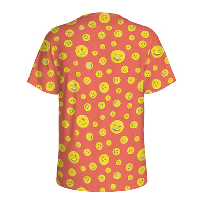 Happy Emoji Pattern Print Men's Sports T-Shirt