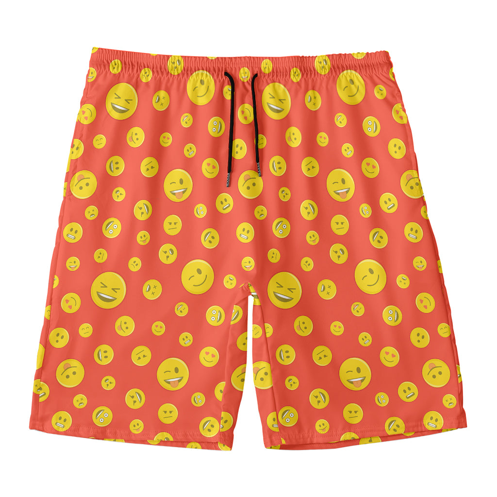 Happy Emoji Pattern Print Men's Swim Trunks