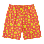 Happy Emoji Pattern Print Men's Swim Trunks