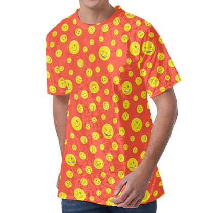 Happy Emoji Pattern Print Men's Velvet T-Shirt
