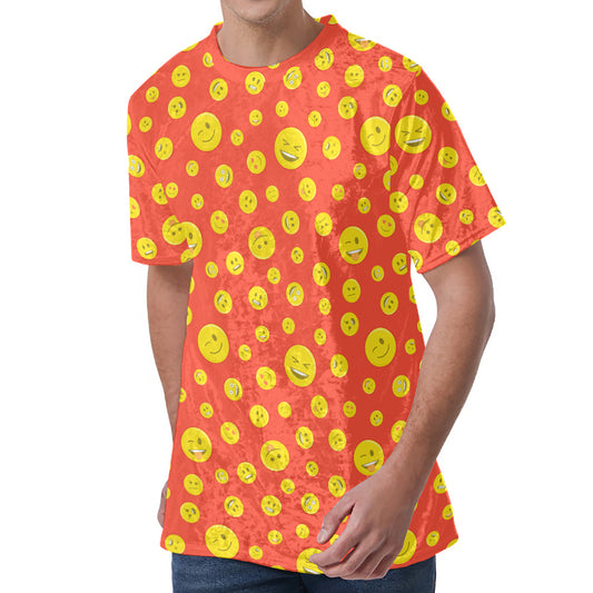 Happy Emoji Pattern Print Men's Velvet T-Shirt