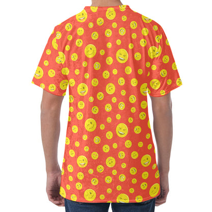 Happy Emoji Pattern Print Men's Velvet T-Shirt
