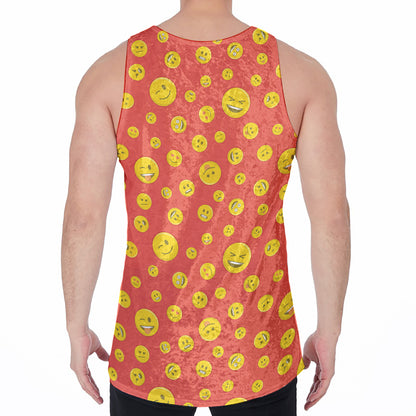 Happy Emoji Pattern Print Men's Velvet Tank Top