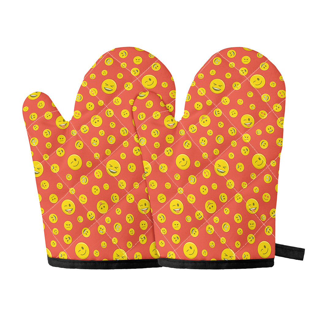 Happy Emoji Pattern Print Oven Mitts