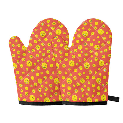 Happy Emoji Pattern Print Oven Mitts