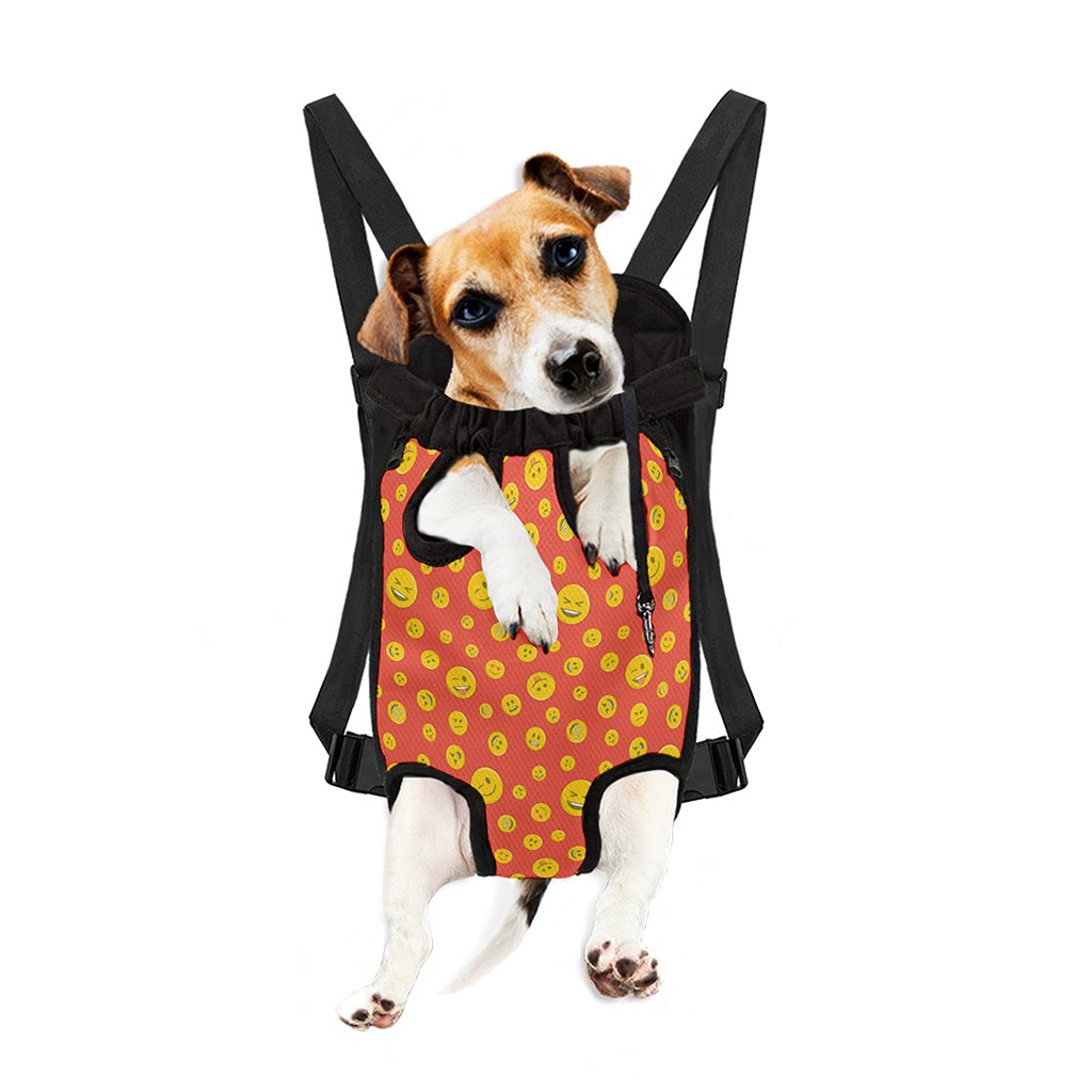 Happy Emoji Pattern Print Pet Carrier Backpack