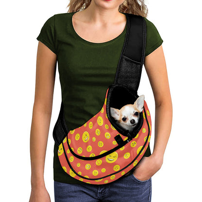 Happy Emoji Pattern Print Pet Sling Carrier