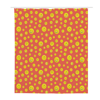 Happy Emoji Pattern Print Polyester Shower Curtain