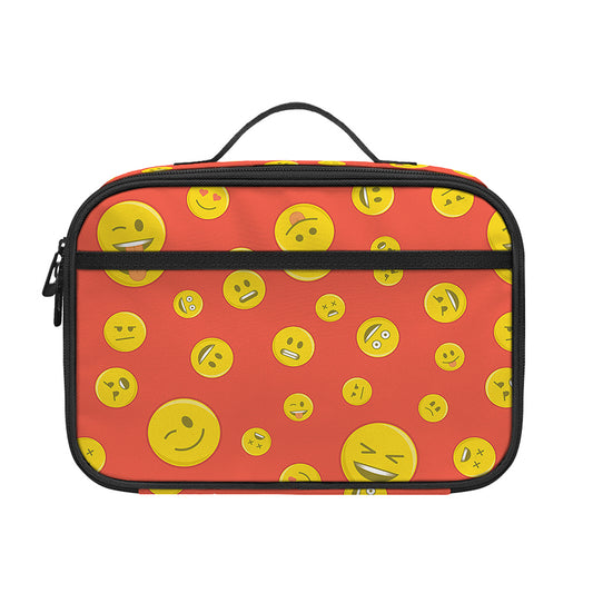 Happy Emoji Pattern Print Portable Lunch Bag