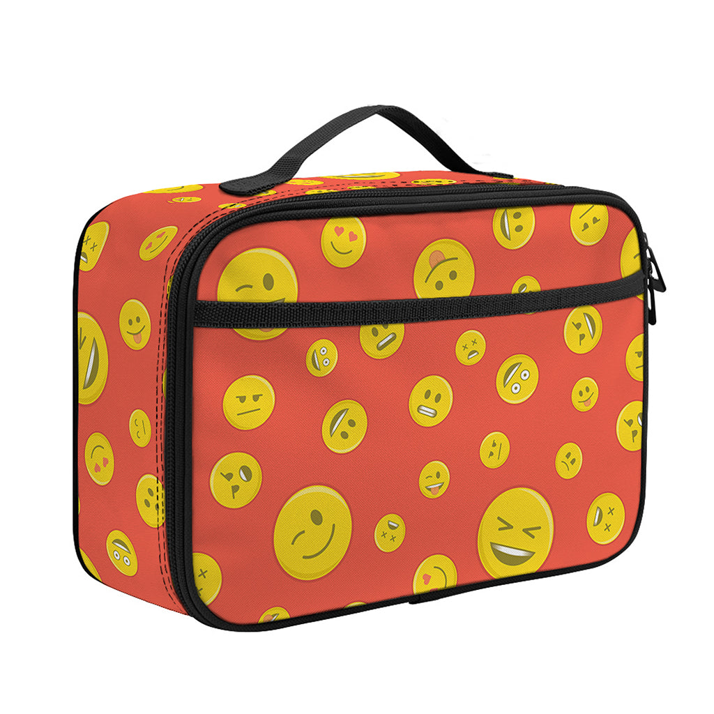 Happy Emoji Pattern Print Portable Lunch Bag