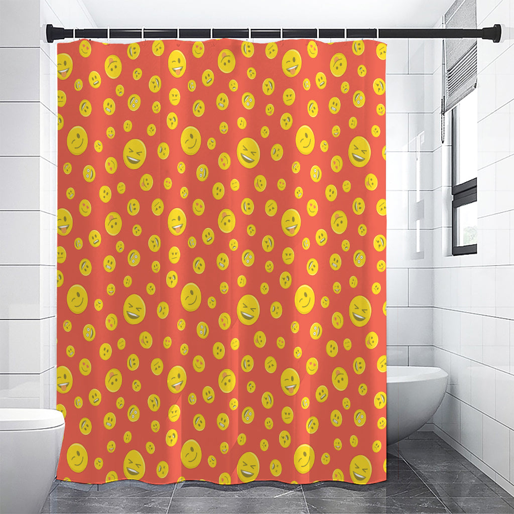 Happy Emoji Pattern Print Premium Shower Curtain