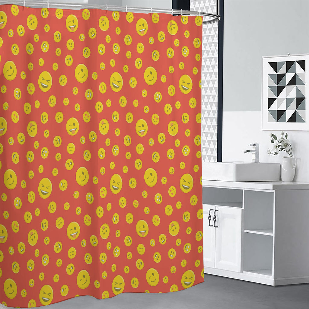 Happy Emoji Pattern Print Premium Shower Curtain