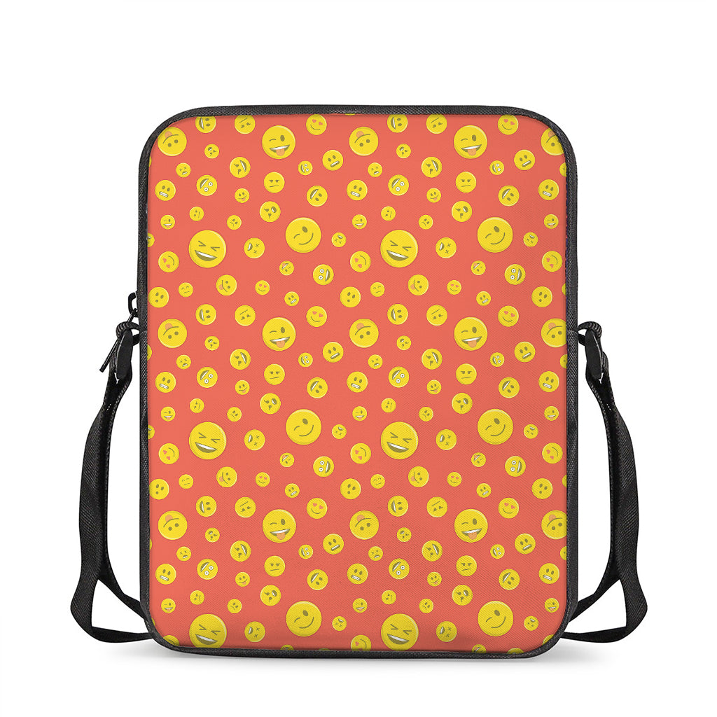 Happy Emoji Pattern Print Rectangular Crossbody Bag