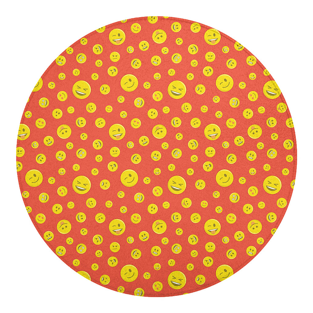 Happy Emoji Pattern Print Round Blanket