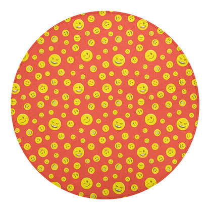 Happy Emoji Pattern Print Round Blanket